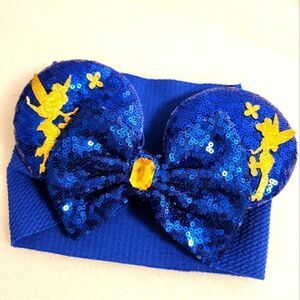 Minnie Mouse Ears Disney Tinkerbelle Blue Sequin Dress Up Headband